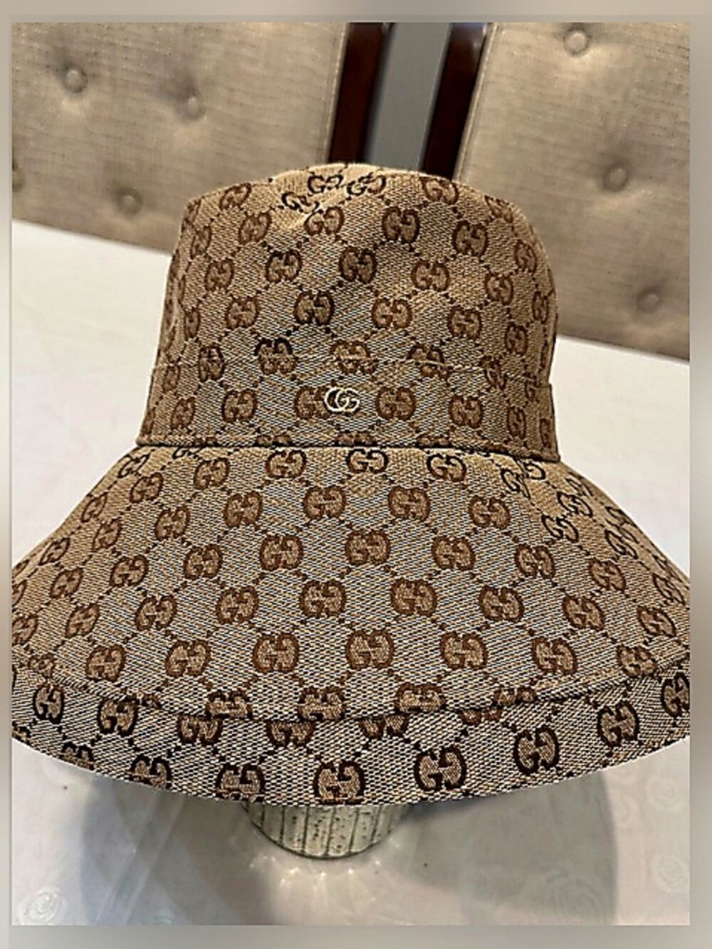 Gucci Classic GG Monogram Canvas Wide Brim Bucket Hat With Original Packaging